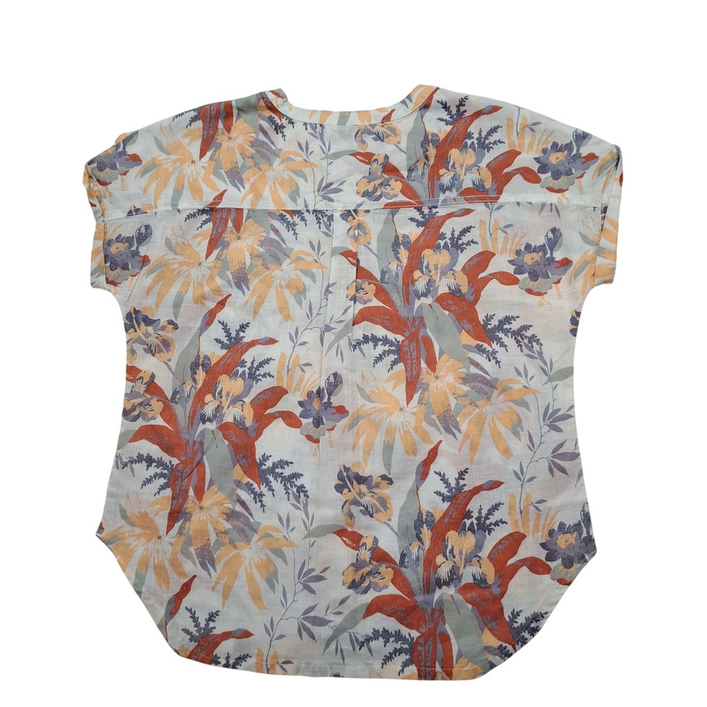 Columbia Button Up Shirt Women Small Multicolor Excellent Floral Roll-Tab Cotton